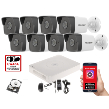 ZESTAW MONITORINGU IP Hikvision DS-7108NI-Q1/8P (D) + 8x DS-2CD1041G0-I/PL 4MPX 2.8mm IR30 1TB